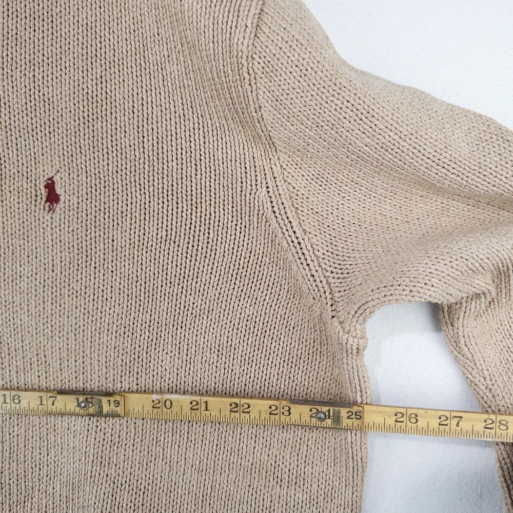90's Vintage Polo Ralph Lauren Knit Sweater Mens 2XL Camel Brown Cotton Crewneck
